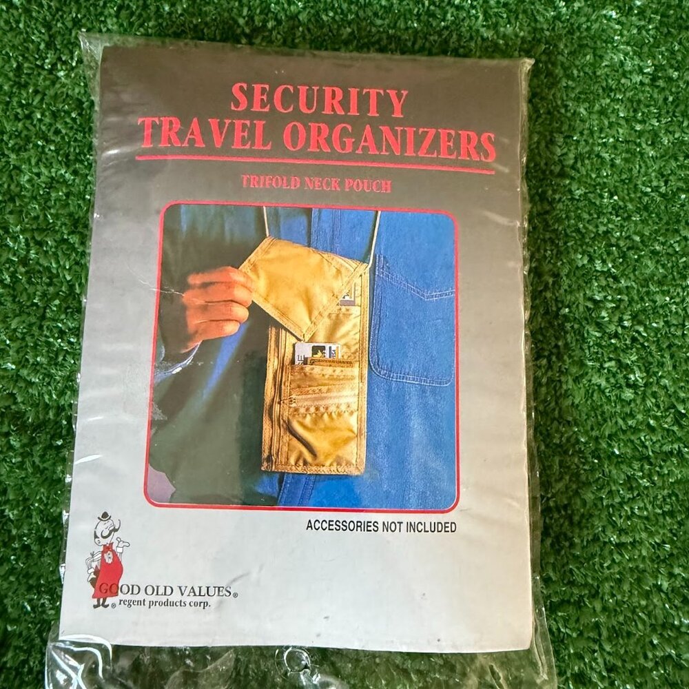 Good Old Values Security Travel Organizer Trifold Neck Pouch Beige NEW